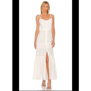 Veronica Beard Alondra Eyelet Tiered Maxi Dress In Ivory White Size Small